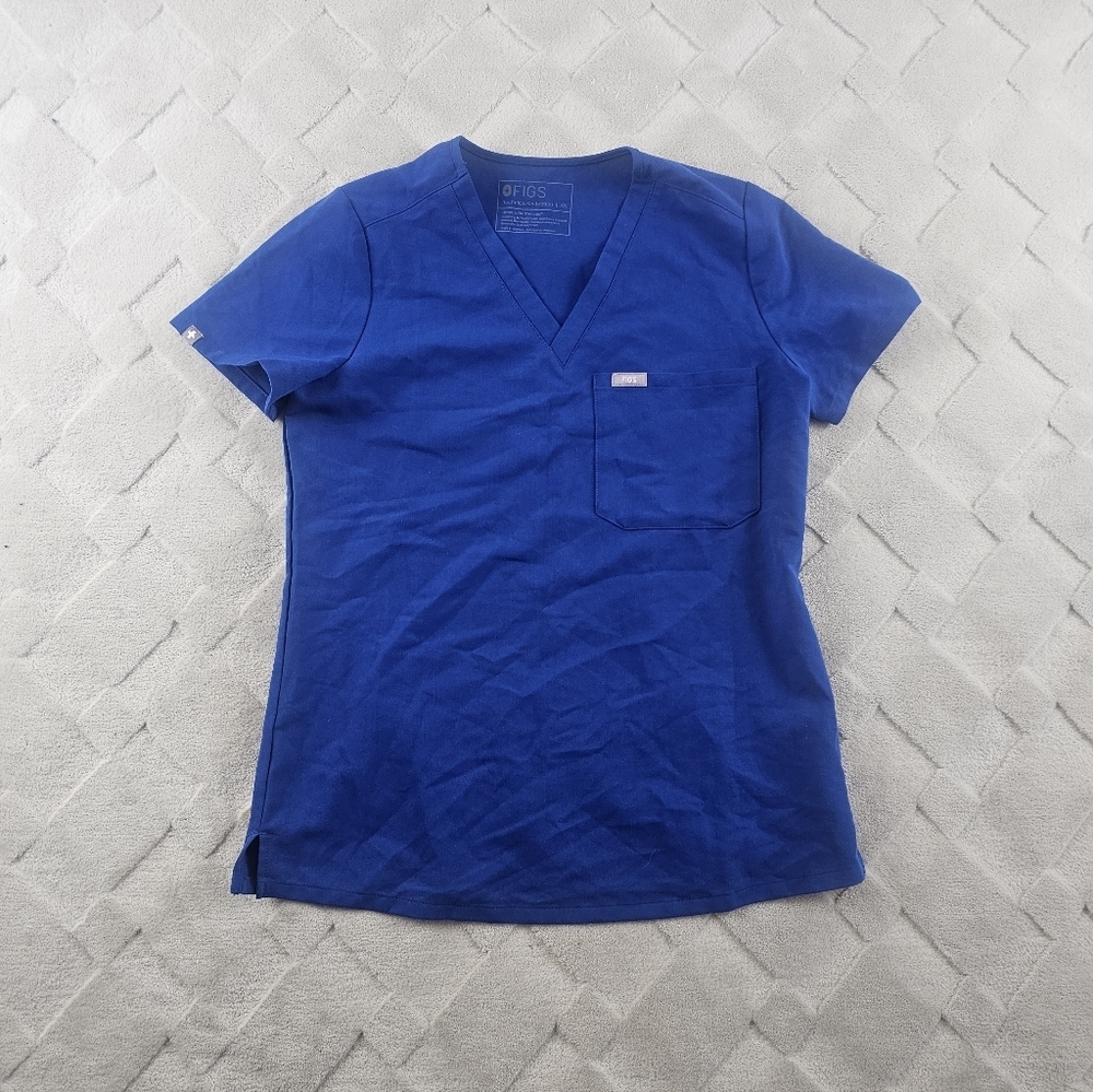 Figs Catarina One-Pocket Scrub Top Womens Extra Small Blue PO# 3453